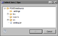 Figure 2-27 Select Jars/Zips displaying the contents of the resource folder